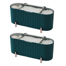 MONACO OLIVE La Pastel 化妝棉棉花棒收納盒, 綠色, 2個