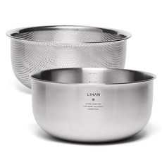LIHAN Living Curator Bone 不鏽鋼2件組, 1套, 攪拌碗 + 瀝水籃