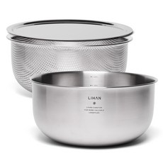 LIHAN Living Curator Bon不鏽鋼3件組, 1組, 攪拌碗+濾鍋+蓋子