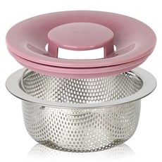 Siligarden 韓國製矽膠水槽蓋 + 排水口過濾網套組, 粉紅色, 1套