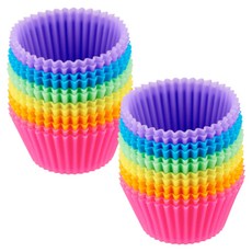 Chaeom 矽膠烘焙杯鬆餅彩虹 24件套, 1組