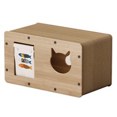 Lure Cat 貓咪桃花心木隱密屋壽司貓抓板, 原木色, 1個