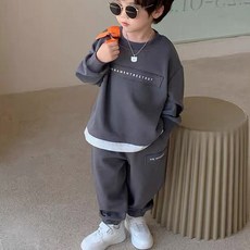 arbe 男童款字母設計長袖上衣+縮口長褲套裝