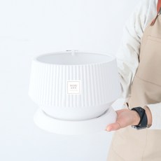 MORIANN 現代長條紋立式輕量塑膠花盆 + 底盤套組 2216W, W(白色), 1套