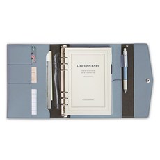 iconic Journey 6孔活頁夾A5週記手帳組合萬年手帳本, 1套, 04 淡藍色