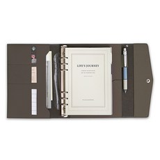 ICONIC Journey 6孔活頁夾 A5 每週萬年曆手帳套組, 02灰棕色, 1套