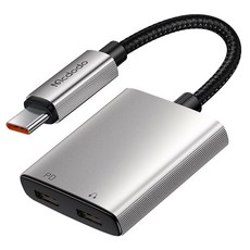 Mcdodo 麥多多 Type-C to Type-C充電音源雙用轉接頭, 12.5cm, 1個, 黑色