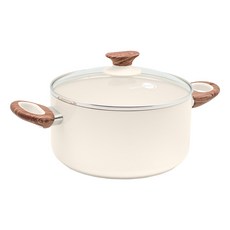 그린팬 인덕션 우드비 세라믹코팅 양수 뚜껑냄비, 1개, 크림 화이트, 20cm