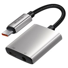 Mcdodo 麥多多 C- C型充電 3.5mm AUX 音訊雙孔轉接器, 12.5cm, 1個, 黑色
