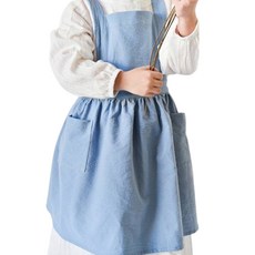 YoungMarket 兒童亞麻圍裙, 1個, 天藍色