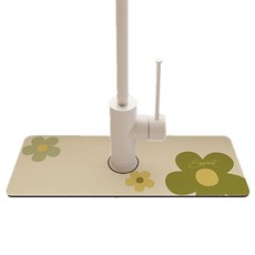 Daysoi 珪藻土舒適氛圍水龍頭墊 10 x 60 cm, 03 綠色花朵, 1個