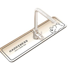 DAYSOY 珪藻土快樂動物水龍頭墊 10 x 38 cm 有孔, 1個, 02 快樂狗狗