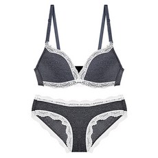 꼰에야 여성용 노와이어 소프트 데님 브라팬티세트