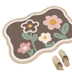 daysoy 防滑珪藻土花朵浴室腳踏墊 01 花園基本款, 混合色, 1個