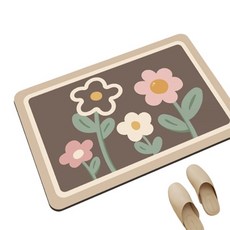 daysoy 防滑珪藻土花朵浴室腳踏墊, 02花園方塊, 1個