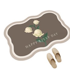 daysoy 防滑硅藻土花朵浴室腳踏墊, 混合顏色, 1個