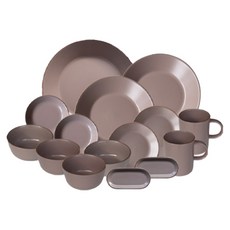 NICOTT Soil 雙人居家餐具組 15件組, 摩卡棕, 1套, 摩卡棕