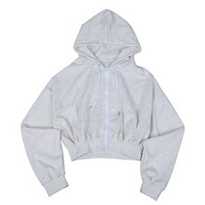 머시따 여성용 오버핏 고중량 무지 투웨이 스웻 크롭 후드집업