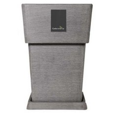 Garden in the City 現代室內裝飾簡約方形2030花盆+底座組, 1組, 灰色