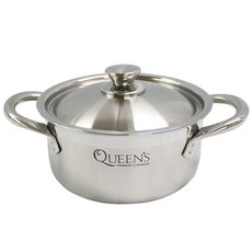 Kitchen-Art 電磁爐適用Queen's系列3層不鏽鋼雙耳湯鍋+鍋蓋組, 銀色, 16cm, 1組