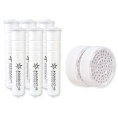 AQUADUO 過濾蓮蓬頭ACF替換長濾芯 6入+ACF頭部替換濾芯 2入組, 無香, 1組