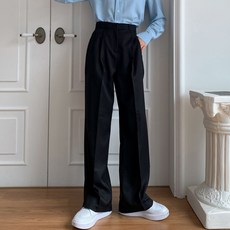 KnitNJean 女款彈性褶飾寬版喇叭西裝褲