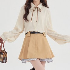 Paperments Papermints 女款法式雙層領蝴蝶結襯衫 08708