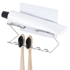 spider loc 免鑽孔簡約黏貼式不鏽鋼牙膏牙刷架, 1個, 單一顏色