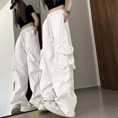 Elsso 女款抽繩寬版工裝褲