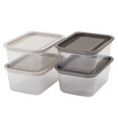 NIneware Barobap 微波保鮮盒 820ml x 2入, 象牙白 + 灰色, 2套