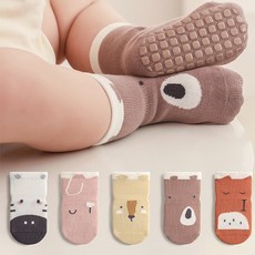 JOYMULTI 幼兒款動物印花防滑襪子 5雙組