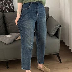 ATTERLIC 女性大尺碼高腰寬鬆丹寧長褲 03451