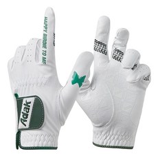 adak 女性用揮桿節奏晶片防滑高爾夫手套 雙手用, 1個, 白色 + 綠色