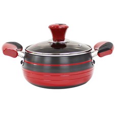 Kitchen-Art 硬質鋁製16雙耳湯鍋, 1個, 紅+黑, 14cm, 單品