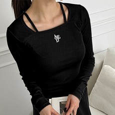 라라온 여성용 스퀘어넥 슬림핏 티셔츠 D504