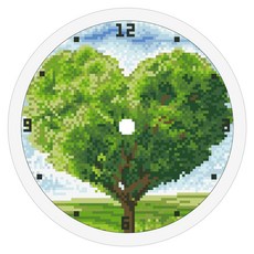 DCLARE 3D 鑽石畫 掛鐘製作 DIY 套組 23.5cm, 11 綠色愛心樹, 1套