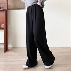 Planday 女款垂墜感單褶彈力寬管西裝褲