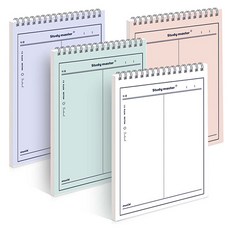 MUNID 線圈上翻直式雙欄筆記本 4款套組, 象牙白+橘色+綠色+藍色, 1套