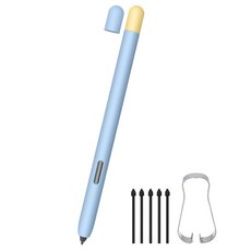 JROAD Galaxy Tab S9 / S9 Plus / S9 Ultra / S9FE 相容 Duo 保護殼 + 5入筆尖組, 藍色 + 黃色