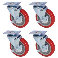 World Clean 煞車型紅色聚氨酯腳輪, 4個