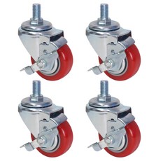 World Clean 聚氨酯紅色輪子螺栓煞車型, 4個