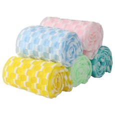 COCOSTORY 波浪紋沐浴巾 5件組, 黃色, 粉紅色, 土耳其藍, 天空藍, 淺綠色, 1套