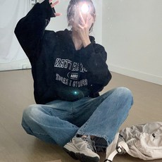 토마토팩토리 여성용 헤일리 워싱 와이드 스트링 데님 롱 팬츠