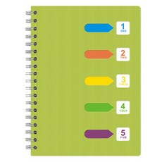 分類頁面便條筆記本 17.7 x 25.5 cm, 綠色, 1個