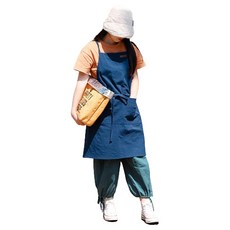 IAMPANDA 亞麻棉連身圍裙, 深藍色, 1個