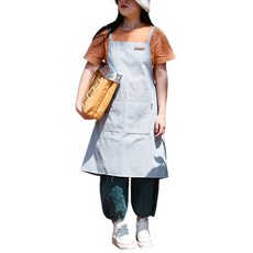 IAMPANDA 亞麻棉連身圍裙, 條紋, 1個