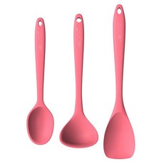 JOONIE 矽膠嬰兒副食品料理工具 多功能匙 + 湯勺 + 刮刀 3件組, 1套, 粉紅色