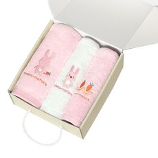 moms nature 竹製竹纖維浴巾 + 嬰兒毛巾 2件組, 邦尼兔, 1套