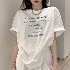 MEICHEL 女款寬鬆版圓領字母T恤 04901