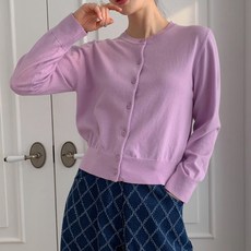 KnitNJean 女款簡約基本圓領Pacar針織開襟衫